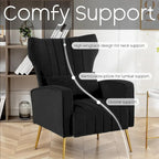 HOMYKA Accent Chair Upholstered Velvet Wingback Armchair with Pillows