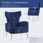 HOMYKA Accent Chair Upholstered Velvet Wingback Armchair with Pillows