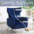 HOMYKA Accent Chair Upholstered Velvet Wingback Armchair with Pillows