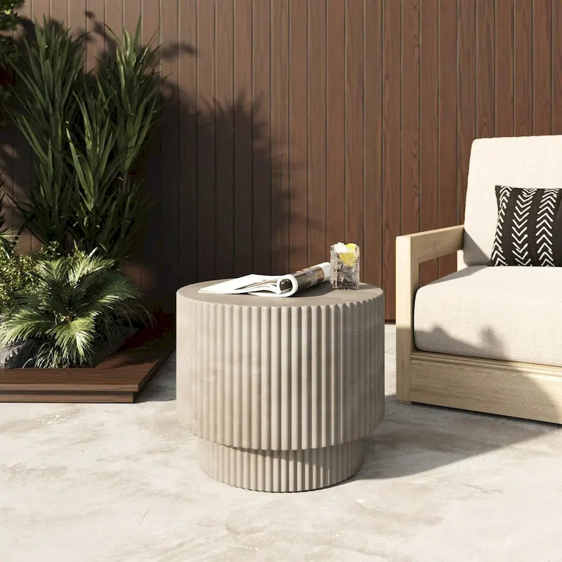 Table d'appoint moderne en béton gris Modrest Gruver