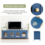 71 TV Cabinet w/ Solidwood Frame, Changhong Glass Door, Metal Handle