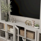 Home Media Center Sleek Design with Ample Shelving and Glass Accents