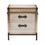 Table d'appoint/Malle de rangement en toile effet vieilli Laura