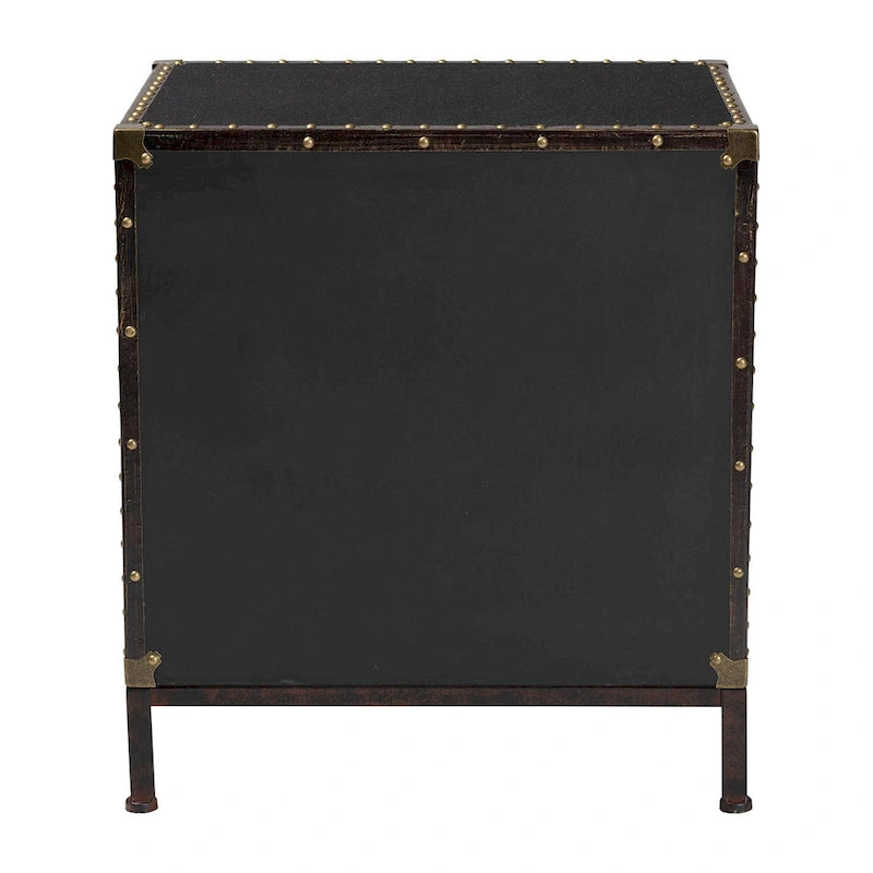 Table d'appoint/Malle de rangement en toile effet vieilli Laura