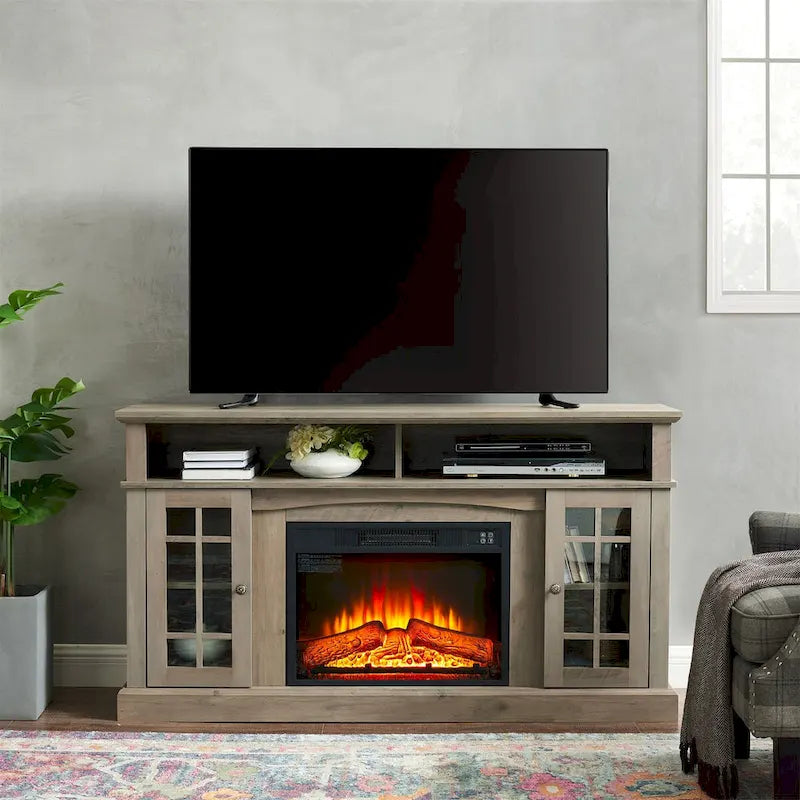 Modern Entertainment Console with 23 Fireplace Inset