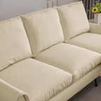 Contemporary Technical Leather L-Shaped Sofa Couch, Reversible Chaise Lounge, Beige