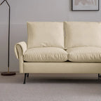 Contemporary Technical Leather L-Shaped Sofa Couch, Reversible Chaise Lounge, Beige