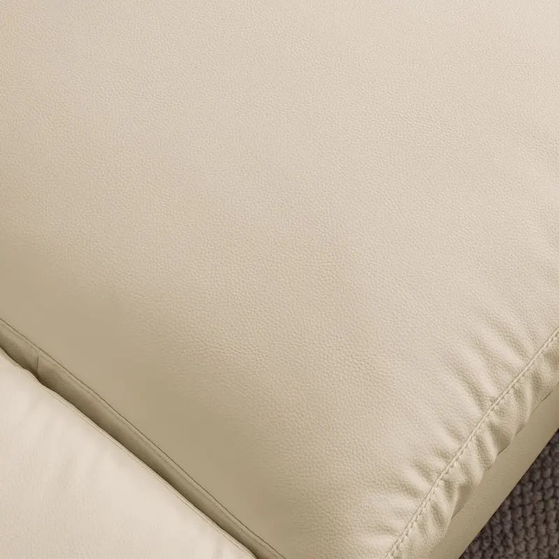 Contemporary Technical Leather L-Shaped Sofa Couch, Reversible Chaise Lounge, Beige