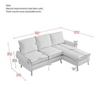 Contemporary Technical Leather L-Shaped Sofa Couch, Reversible Chaise Lounge, Beige