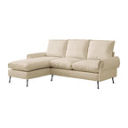 Contemporary Technical Leather L-Shaped Sofa Couch, Reversible Chaise Lounge, Beige