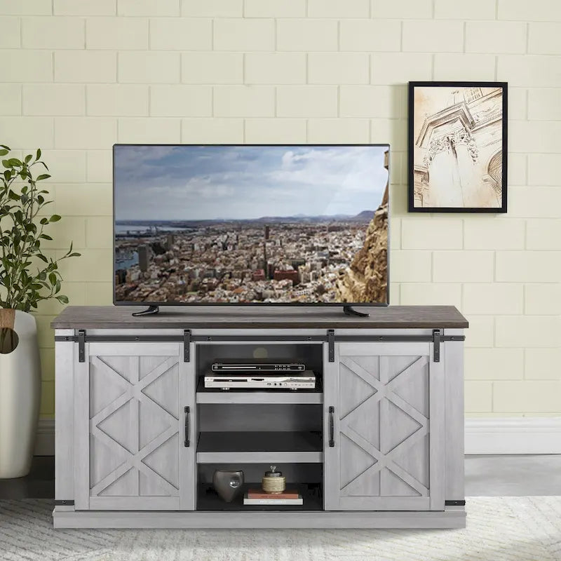 58 Farmhouse Sliding Barn Door TV Stand - Fits TVs up to 65 - 58 in Width