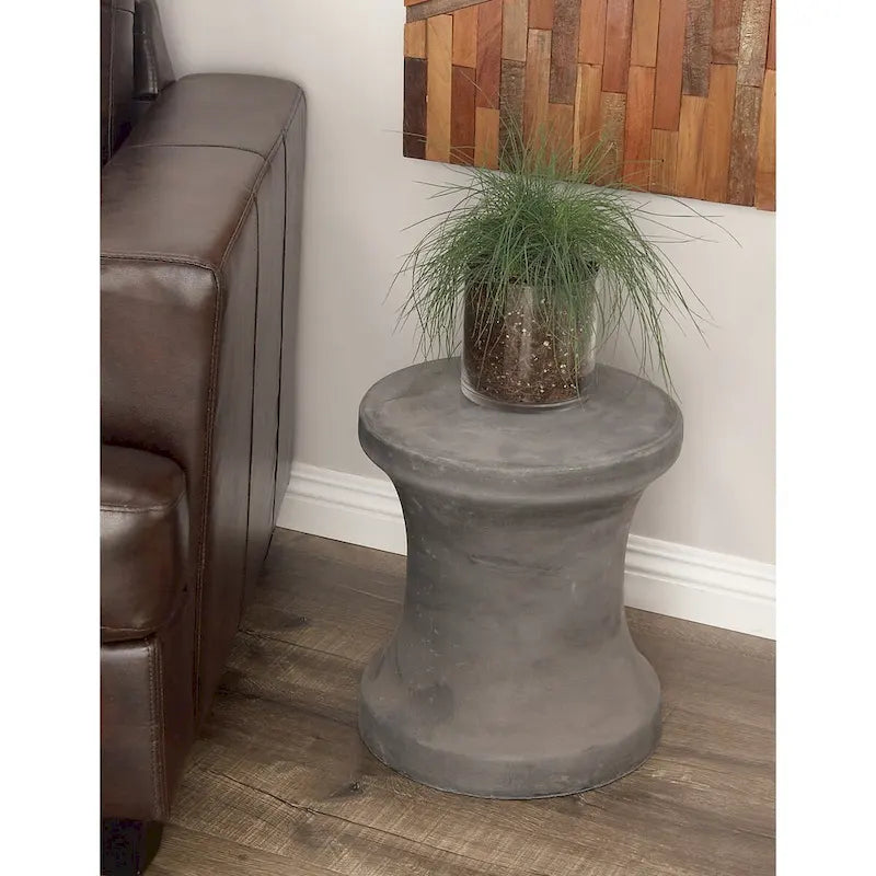 Fiberclay Ceramic Distressed Hourglass Outdoor Accent Table - White or Black - Roche River Decor