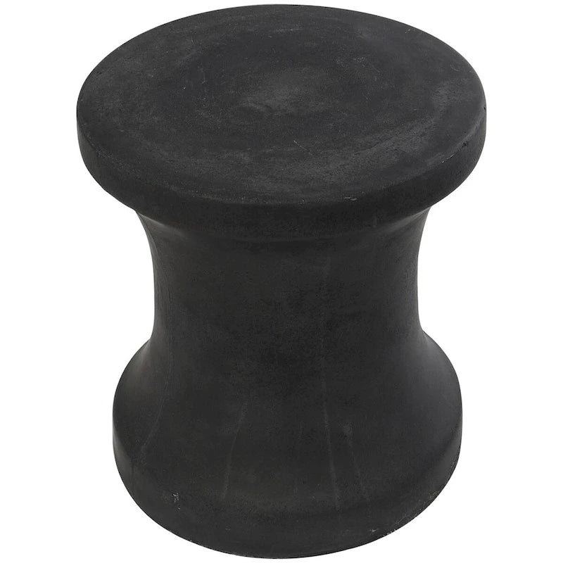 Fiberclay Ceramic Distressed Hourglass Outdoor Accent Table - White or Black - Roche River Decor