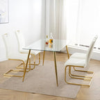 Modern Dining Chairs with Chrome Metal Legs Set of 4