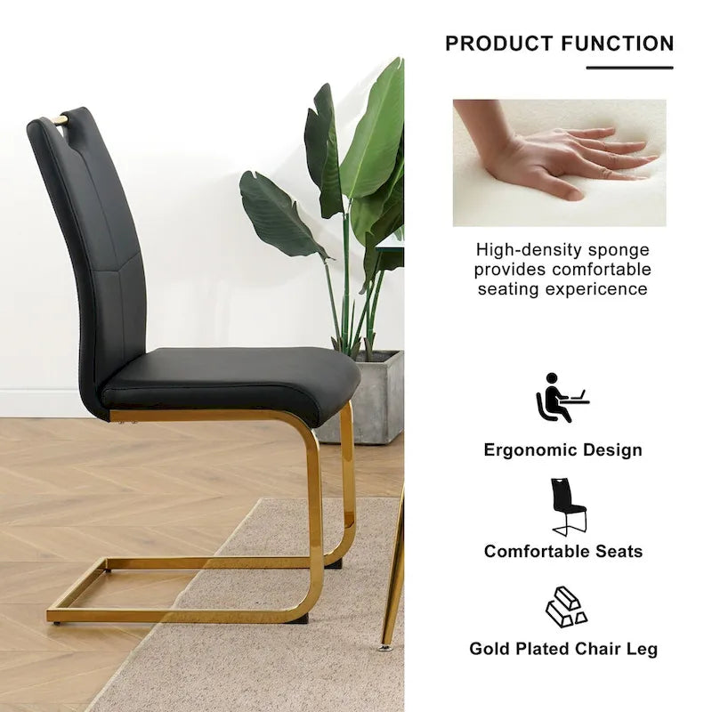 Modern Dining Chairs with Chrome Metal Legs Set of 4