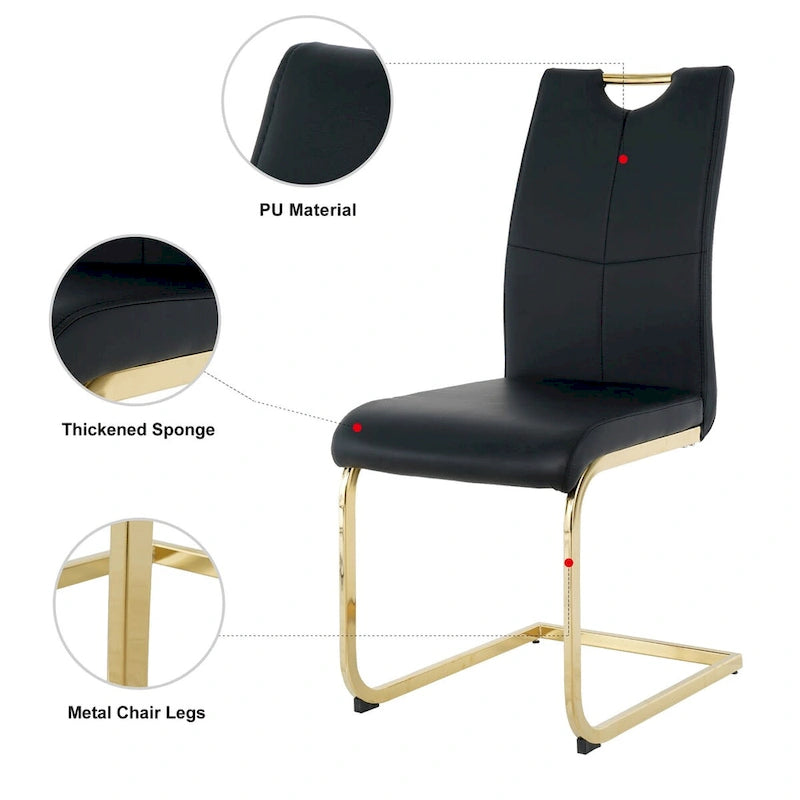 Modern Dining Chairs with Chrome Metal Legs Set of 4