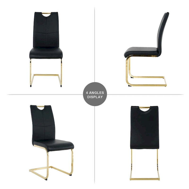 Modern Dining Chairs with Chrome Metal Legs Set of 4