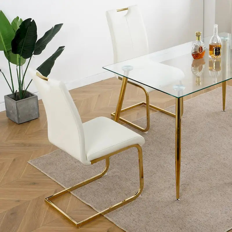 Modern Dining Chairs with Chrome Metal Legs Set of 4