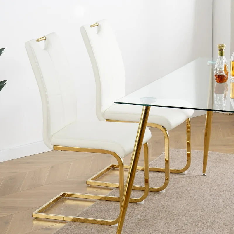 Modern Dining Chairs with Chrome Metal Legs Set of 4