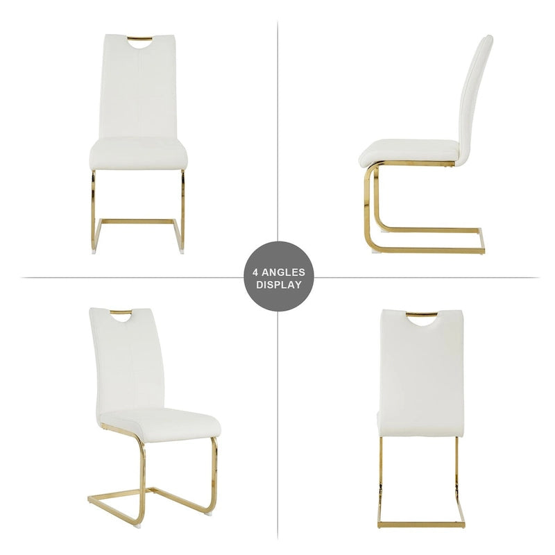 Modern Dining Chairs with Chrome Metal Legs Set of 4