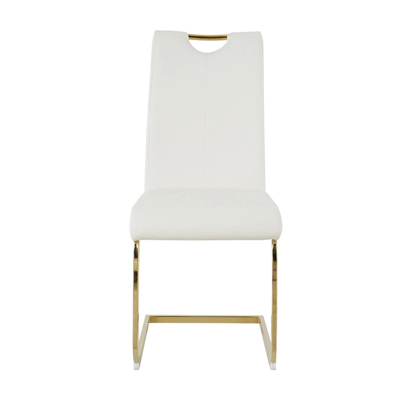 Modern Dining Chairs with Chrome Metal Legs Set of 4