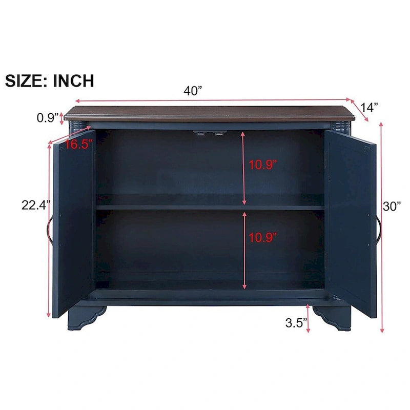 Bahut Console Table Années 40 avec Étagère Réglable