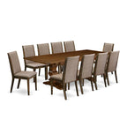 Ensemble de salle à manger East West Furniture 11 pièces - une table en bois et 10 chaises rembourrées en tissu de lin (options de finition)