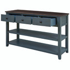 Table console de 50 L au design rétro avec deux étagères ouvertes, cadre et pieds en pin massif