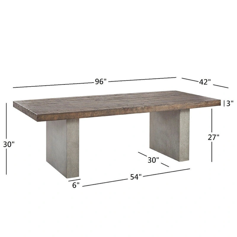 Blake Reclaimed Wood and Concrete Dining Table by iNSPIRE Q Artisan - Brown