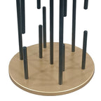 Neci 20 Inch Side End Table, Round Matte Black Tray Top, Modern Rod Supports with Brass Base