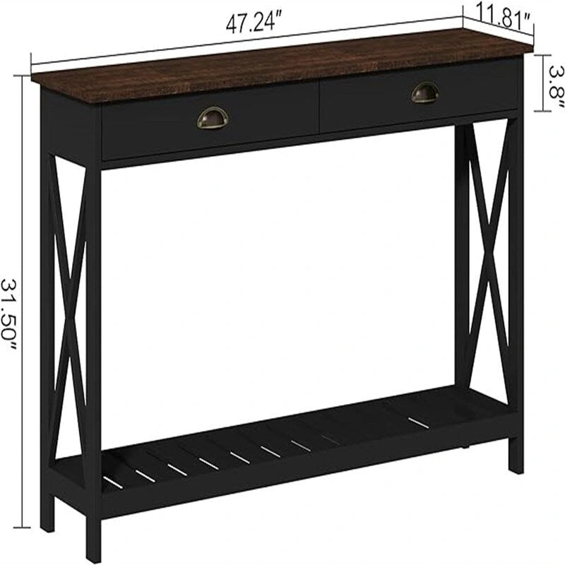 Console d'entrée de ferme 47 avec tiroir - 11,8P x 47,19L x 31,5H