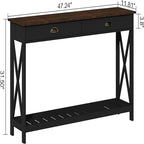 Console d'entrée de ferme 47 avec tiroir - 11,8P x 47,19L x 31,5H