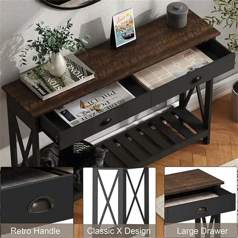 Console d'entrée de ferme 47 avec tiroir - 11,8P x 47,19L x 31,5H