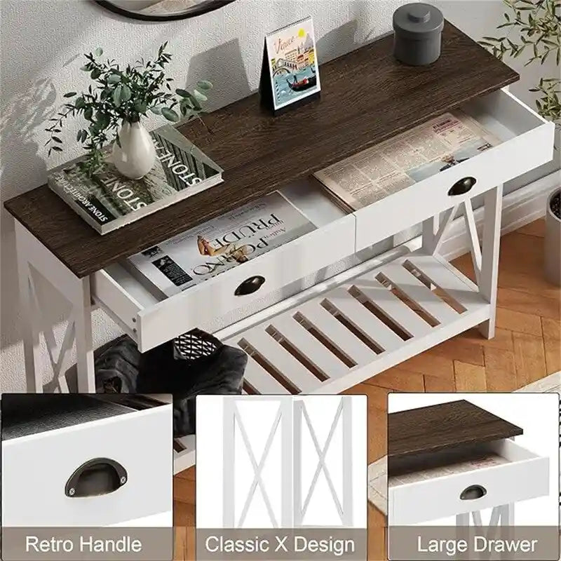 Console d'entrée de ferme 47 avec tiroir - 11,8P x 47,19L x 31,5H