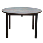 Chic Teak Round Dining Table made from Recycled Teak Wood Boats, 48 inch - Multi