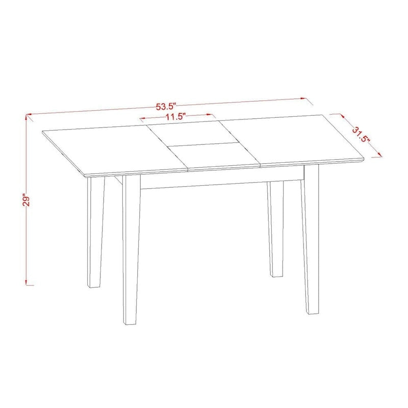 East West Furniture Dinette Set Contains a Rectangle Butterfly Leaf Dining Table and Dining Chairs (Chair Seat Color Options)