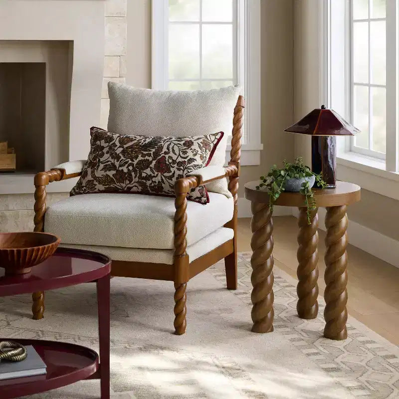 Side Table With Twisted Legs Walnut - Threshold designed with Studio McGee