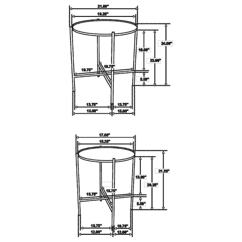 2 Piece Round Nesting Tables, Gold Iron, Modern Mango Wood, Warm Brown