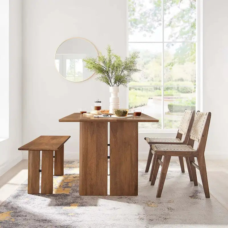 Ensemble table et banc de salle à manger Amistad 60 en bois