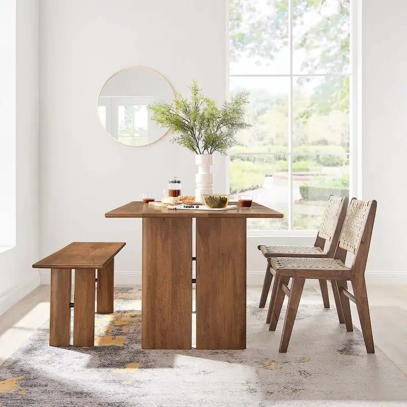 Ensemble table et banc de salle à manger Amistad 60 en bois