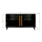 Black Rattan Sideboard Buffet Cabinet with Handcrafted Premium Grain Panels, 4 Rattan Doors and Adjustable Shelves