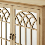 Art Leon Wood Accent Cabinet with Mirrored Doors Sideboard Buffet