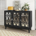 Sideboard Buffet Cabinet with 3 Mirrored Glass Doors and Silver Handle - 47.2L x 15.6W x 33.9H