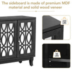 Sideboard Buffet Cabinet with 3 Mirrored Glass Doors and Silver Handle - 47.2L x 15.6W x 33.9H