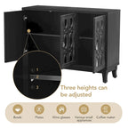 Sideboard Buffet Cabinet with 3 Mirrored Glass Doors and Silver Handle - 47.2L x 15.6W x 33.9H