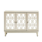 Sideboard Buffet Cabinet with 3 Mirrored Glass Doors and Silver Handle - 47.2L x 15.6W x 33.9H