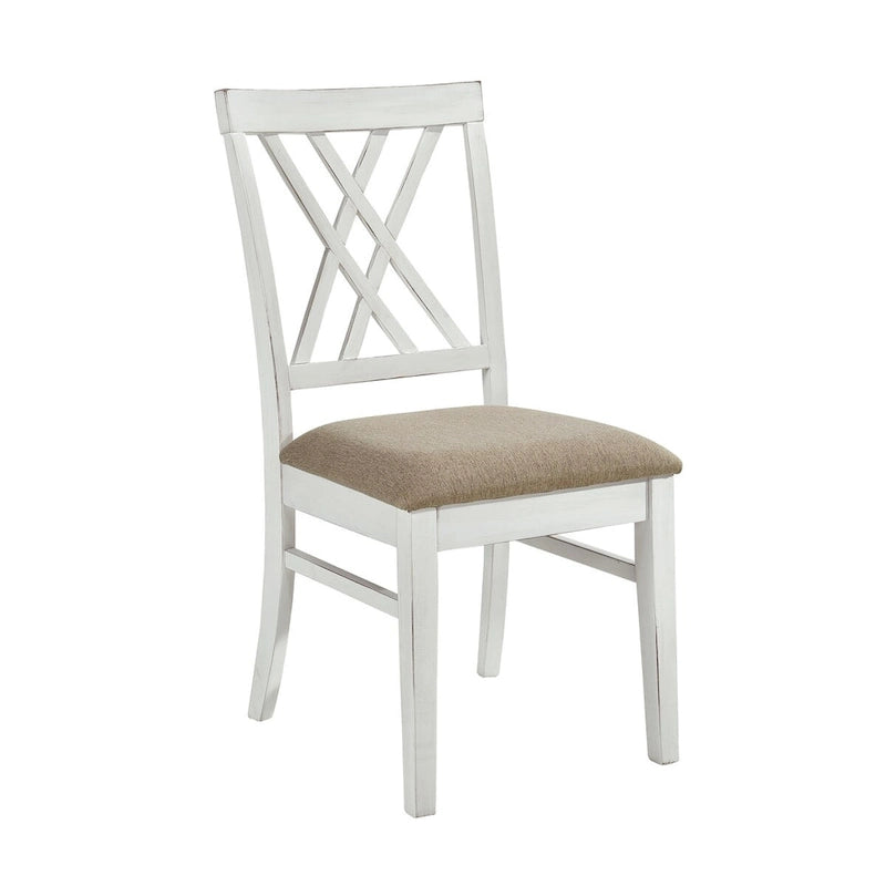 Hyna Chaises de Salle à Manger d'Appoint 19 Pouces, Lot de 2, Dossier en X, Assise Kaki, Blanc Ferme