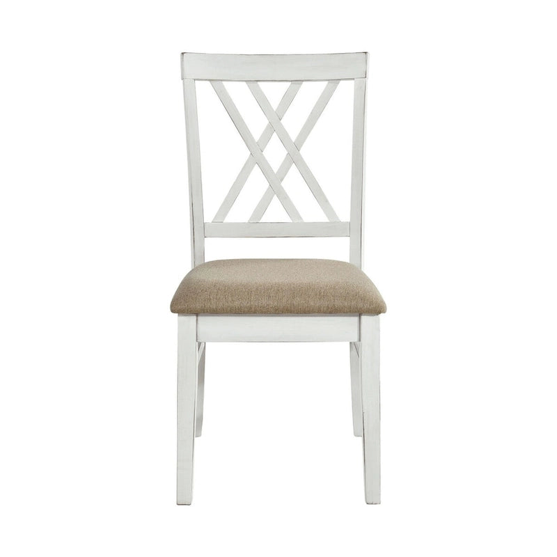 Hyna Chaises de Salle à Manger d'Appoint 19 Pouces, Lot de 2, Dossier en X, Assise Kaki, Blanc Ferme