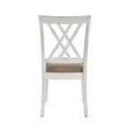 Hyna 19 Inch Side Dining Chairs Set of 2, X Cross Back, Khaki Seat, Farmhouse White