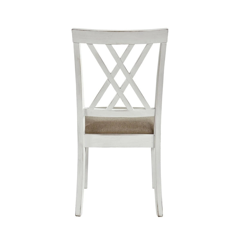 Hyna Chaises de Salle à Manger d'Appoint 19 Pouces, Lot de 2, Dossier en X, Assise Kaki, Blanc Ferme